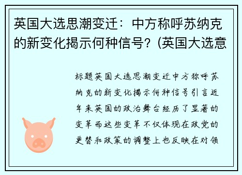 英国大选思潮变迁：中方称呼苏纳克的新变化揭示何种信号？(英国大选意味着什么)