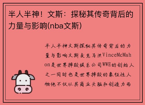 半人半神！文斯：探秘其传奇背后的力量与影响(nba文斯)